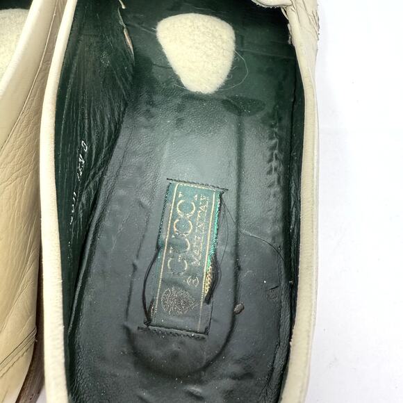Gucci Men’s Leather Tassel Loafers 45.5C (US 12.5) Ivory Vintage Made in Italy - Picture 11 of 11